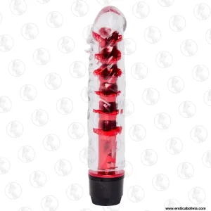 Vibrador YouVibe Feel Me Translúcido Texturizado Rojo - 17.5 cm